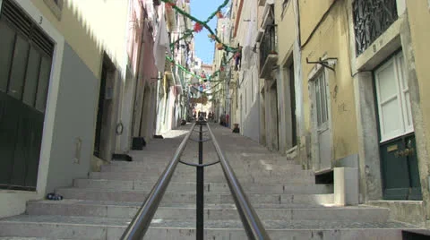 Stairs in Lisbon Stock Footage 24975874