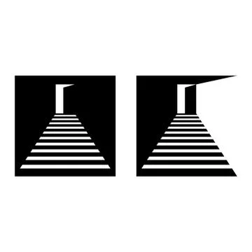 Stairs logo isometric square shape minimal style negative space, steps going  Stock Illustration