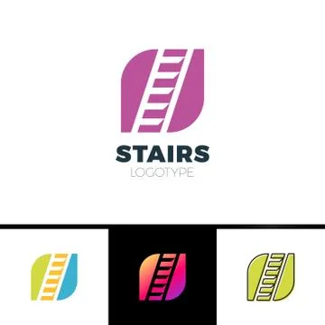 Stairs Logotype. Simple form sign with negative space logo Stock Illustration