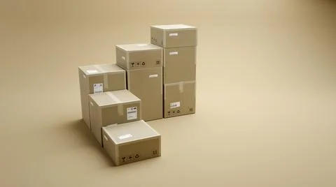 Stairs made of Cardboard Boxes For Package, Shipping and Delivery, With Sign Stock Illustration