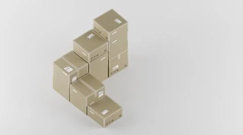 Stairs made of Cardboard Boxes For Package, Shipping and Delivery, With Sign Stock Illustration