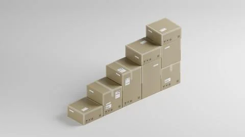 Stairs made of Cardboard Boxes For Package, Shipping and Delivery, With Sign Stock-Illustration