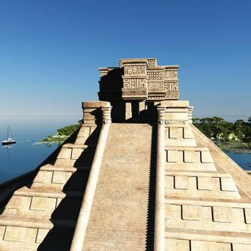 The stairs of Mayan temple 3d rendering Stock Illustration