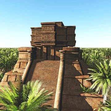 The stairs of Mayan temple 3d rendering Stock Illustration