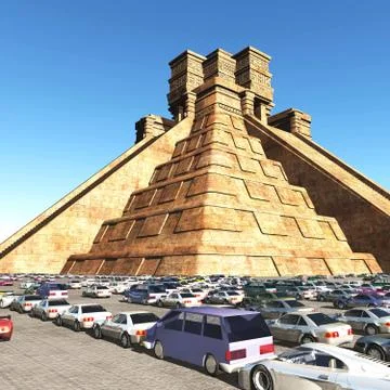 The stairs of Mayan temple 3d rendering Stock Illustration