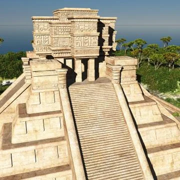 The stairs of Mayan temple 3d rendering Stock-Illustration