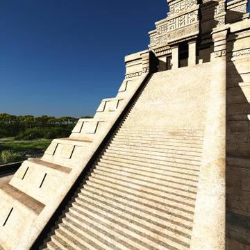 The stairs of Mayan temple 3d rendering Stock Illustration