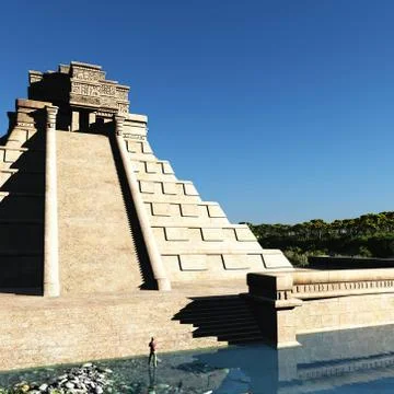 The stairs of Mayan temple 3d rendering Stock Illustration