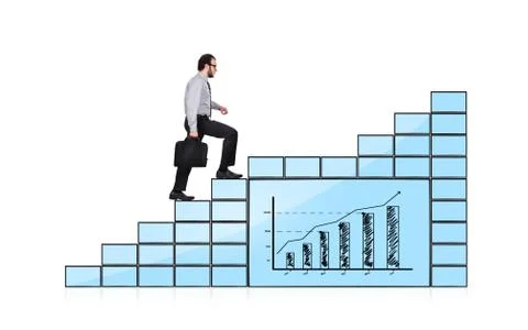 Stairs of monitors with chart Stock Photos