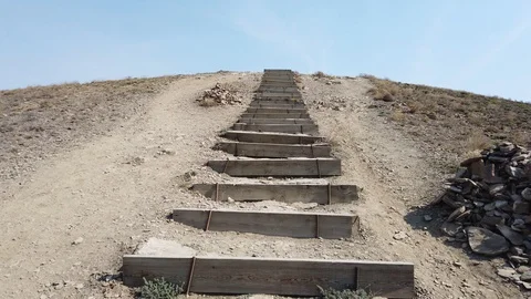 Stairs to the mountain Stock Footage