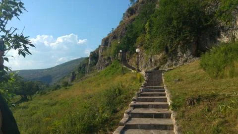 Stairs to mountain Stock Photos