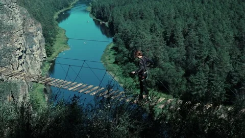 Stairs over the river Stock Footage 247967100