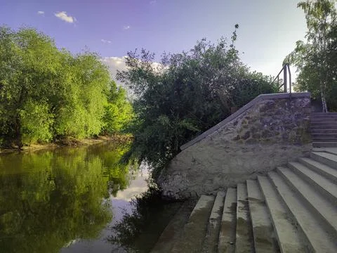 Stairs to the river 写真素材