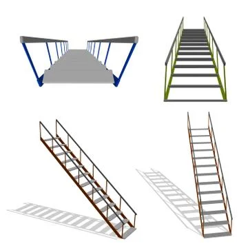 Stairs set. 3d Vector illustration. Stock Illustration