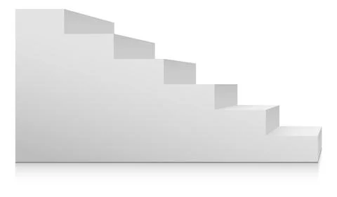 Stairs side view. Blank white staircase for climbing. Progress symbol Ilustración de archivo