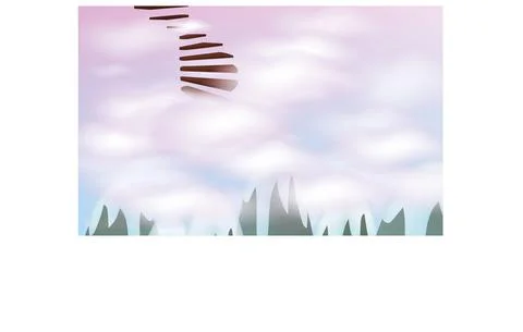 Stairs in the sky among the clouds Stock Illustration
