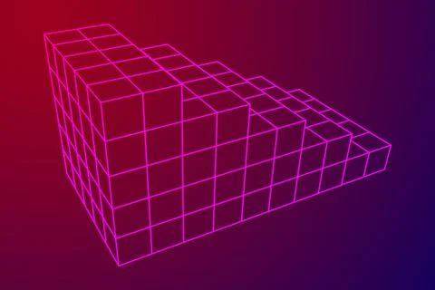 Stairs stage podium wireframe Stock-Illustration