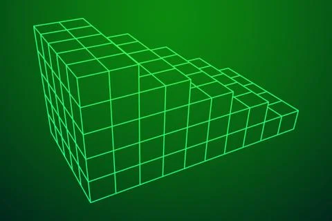 Stairs stage podium wireframe Illustrazione stock