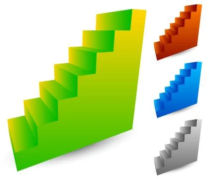 Stairs / staircase / steps elements in slight perspective Illustrazione stock