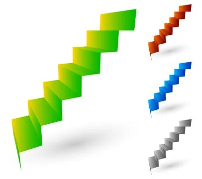 Stairs / staircase / steps elements in slight perspective Stock Illustration
