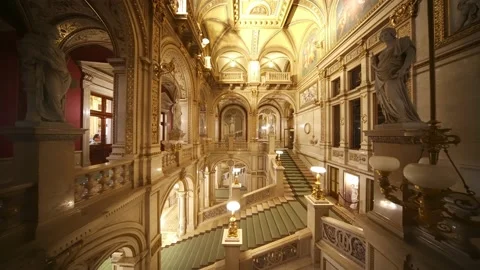 Stairs in Vienna State Opera, Interior of Wiener Staatsoper, Vienna Opera House. Stock Footage 222021061