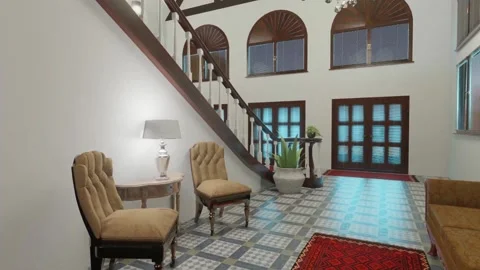 Stairs visualization motion graphics. 3d rendering of modern stairs. Modern i Stock Footage 217884654
