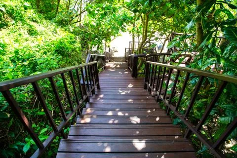 The stairs for walk down to the beach Stock Photos