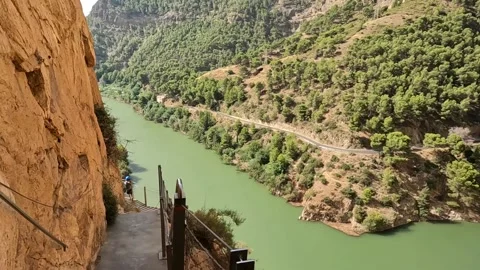 Stairs, walkway down the path Caminito del Rey Video stock 220741660