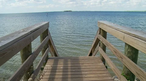 Stairs into Water Stock Footage 8798028