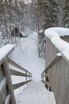 Stairs in winter. Stock Photos