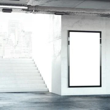 Stairway with blank billboard. 3d rendering イラスト素材