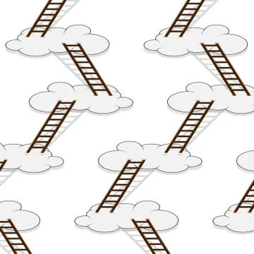 Stairway to clouds seamless pattern 스톡 일러스트