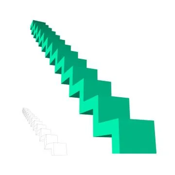Stairway. Isolated on white. 3d Vector illustration.Bottom view. Иллюстрация