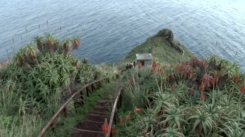 Stairway to the ocean - Top view Stock Footage 48802494