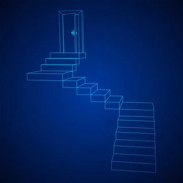 Stairway path to open door. Steps leading into the future concept Stockillustratie