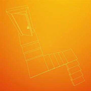 Stairway path to open door. Steps leading into the future concept Stock Illustration