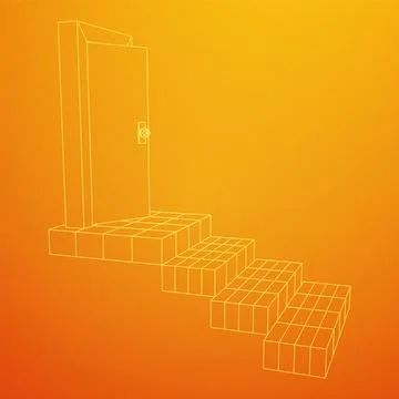 Stairway path to open door. Steps leading into the future concept 스톡 일러스트