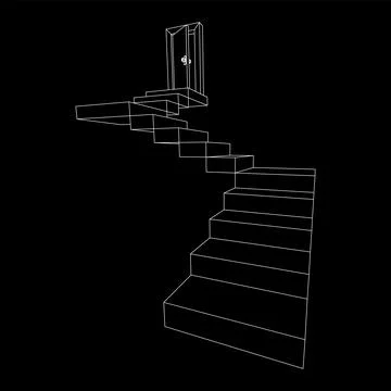 Stairway path to open door. Steps leading into the future concept Stockillustratie