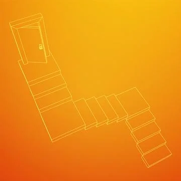 Stairway path to open door. Steps leading into the future concept Illustrazione stock