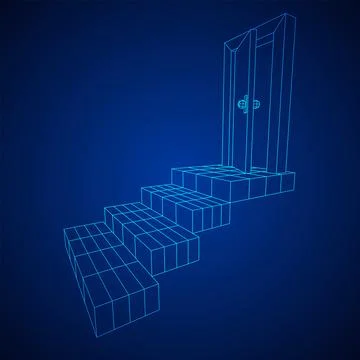 Stairway path to open door. Steps leading into the future concept 스톡 일러스트