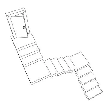 Stairway path to open door. Steps leading into the future concept Illustrazione stock