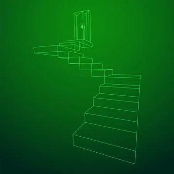 Stairway path to open door. Steps leading into the future concept Stockillustratie