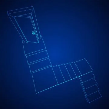 Stairway path to open door. Steps leading into the future concept Illustrazione stock