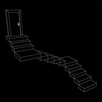 Stairway path to open door. Steps leading into the future concept Illustrazione stock