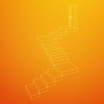 Stairway path to open door. Steps leading into the future concept Stockillustratie