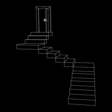Stairway path to open door. Steps leading into the future concept 스톡 일러스트