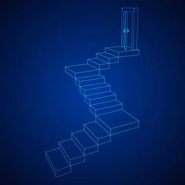 Stairway path to open door. Steps leading into the future concept 스톡 일러스트