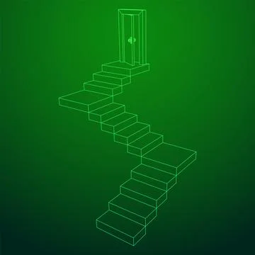 Stairway path to open door. Steps leading into the future concept Stockillustratie