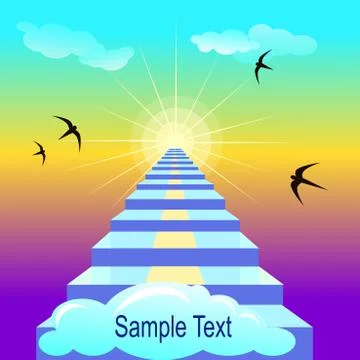 Staiway to heaven. Vector illustration with sample text Stock Illustration