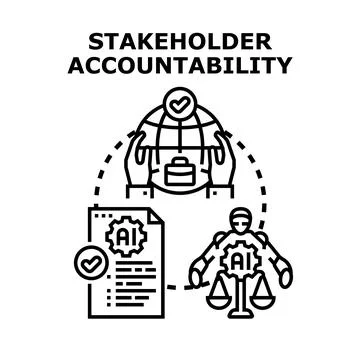 Stakeholder accountability controlling new technologies and global business Stock Illustration